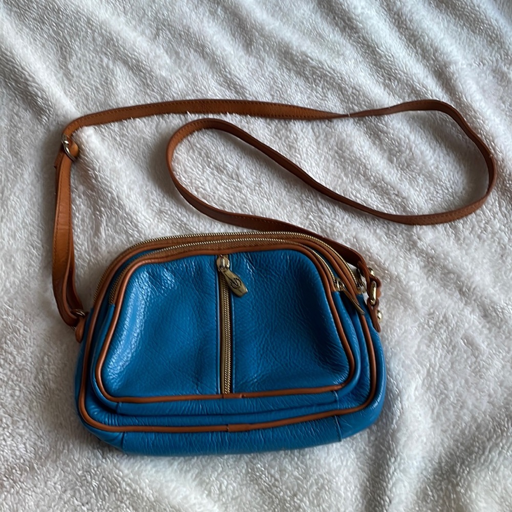 Blue and Brown Leather Valentina Crossbody bag